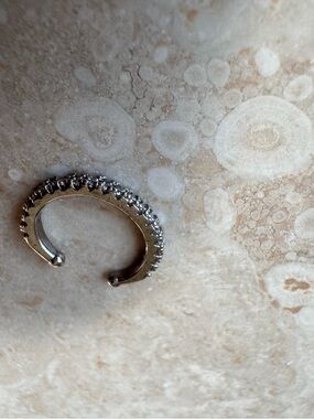 Sterling Silver Pavé Open Ear Cuff - Clear Crystal Accent